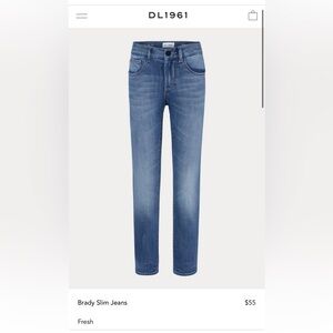 EUC-  DL1961 Denim Brady Slim Blue Jeans. Girls size 12. Skinny stretch fit